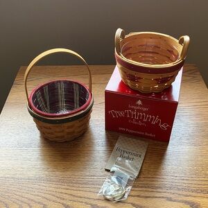 Lot Of 2 Longaberger Christmas Baskets: 1999 Peppermint & 2005 Holiday Helper